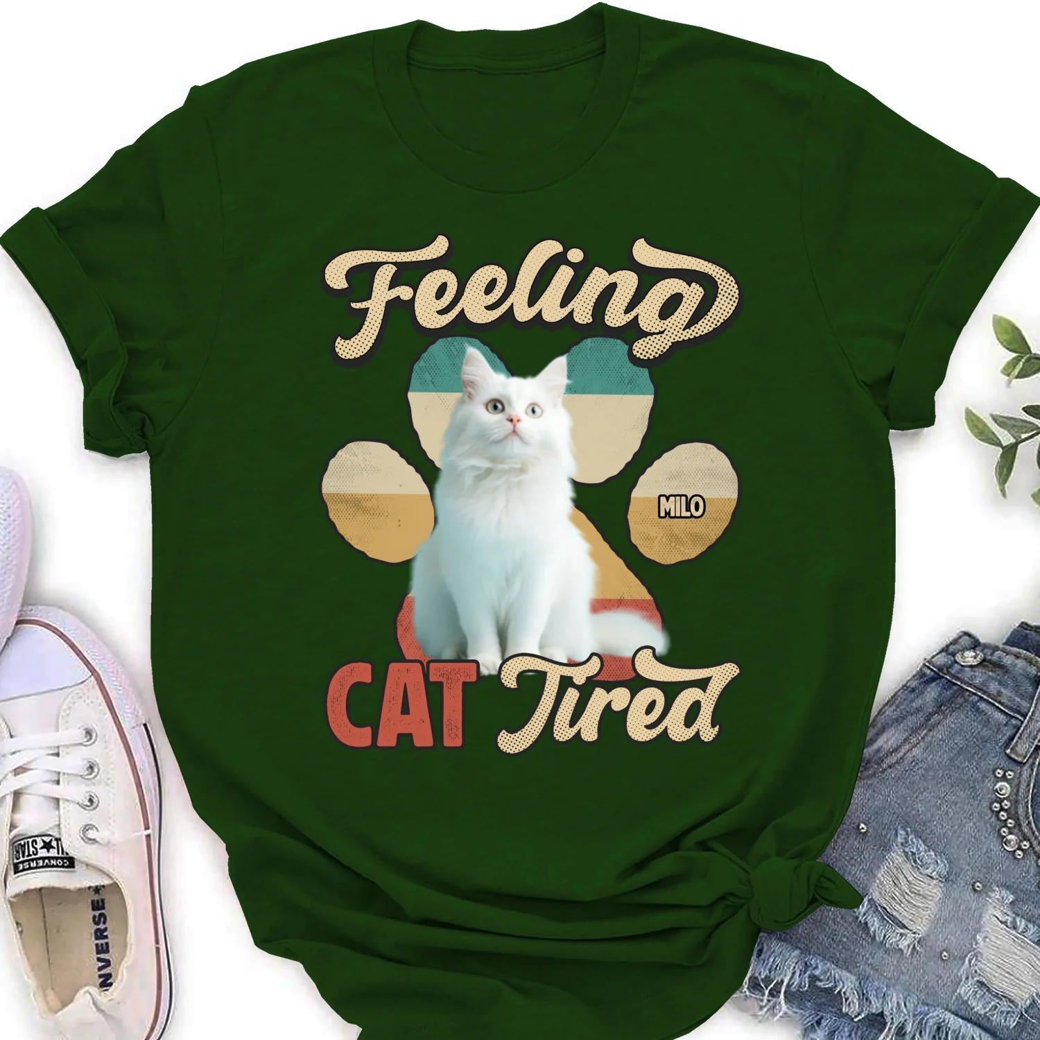 Feeling Cat Tired Tired Photo - Personalized Custom Women's T-shirt - Image 4