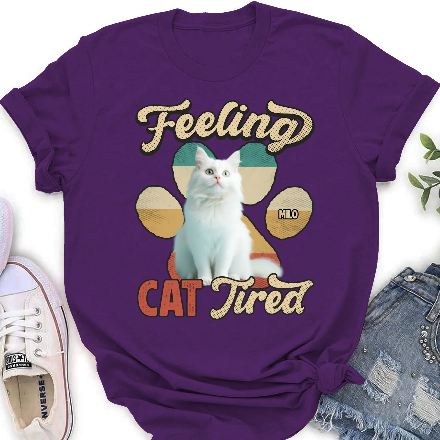 Feeling Cat Tired Tired Photo - Personalized Custom Women's T-shirt - Image 6