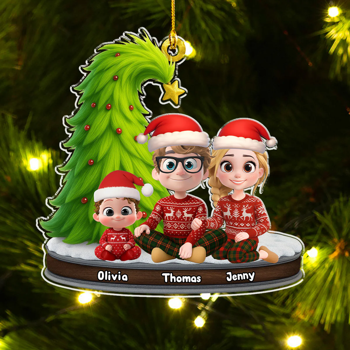 Festive Family - Personalized Custom Acrylic Ornament - Image 3