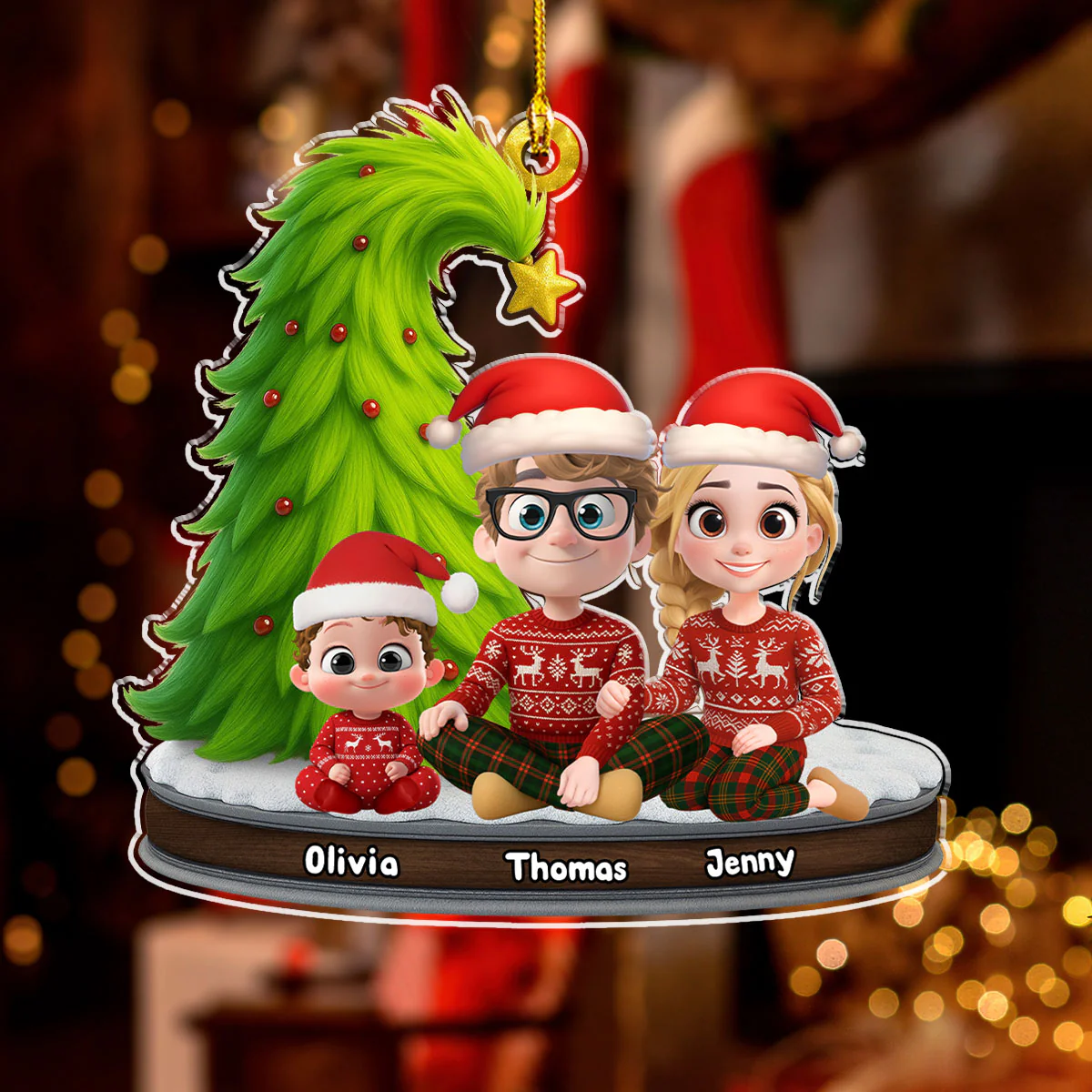 Festive Family - Personalized Custom Acrylic Ornament - Image 4