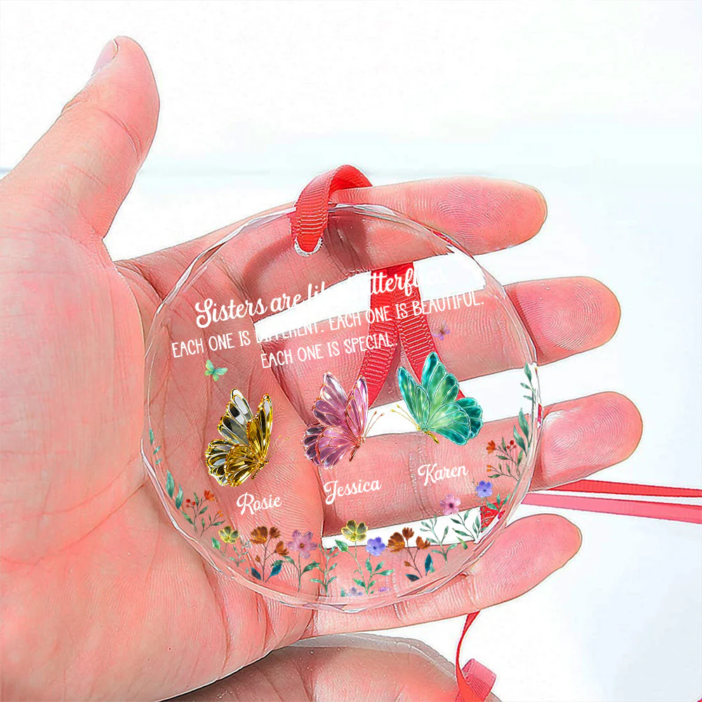 Festive Sister Love - Personalized Custom Glass Ornament - Image 4