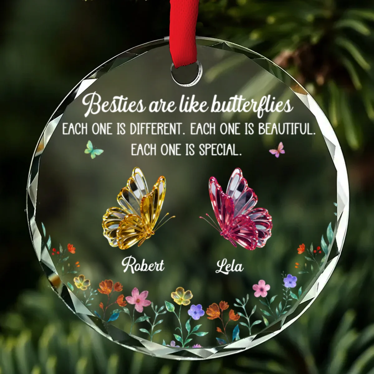 Festive Sister Love - Personalized Custom Glass Ornament - Image 7