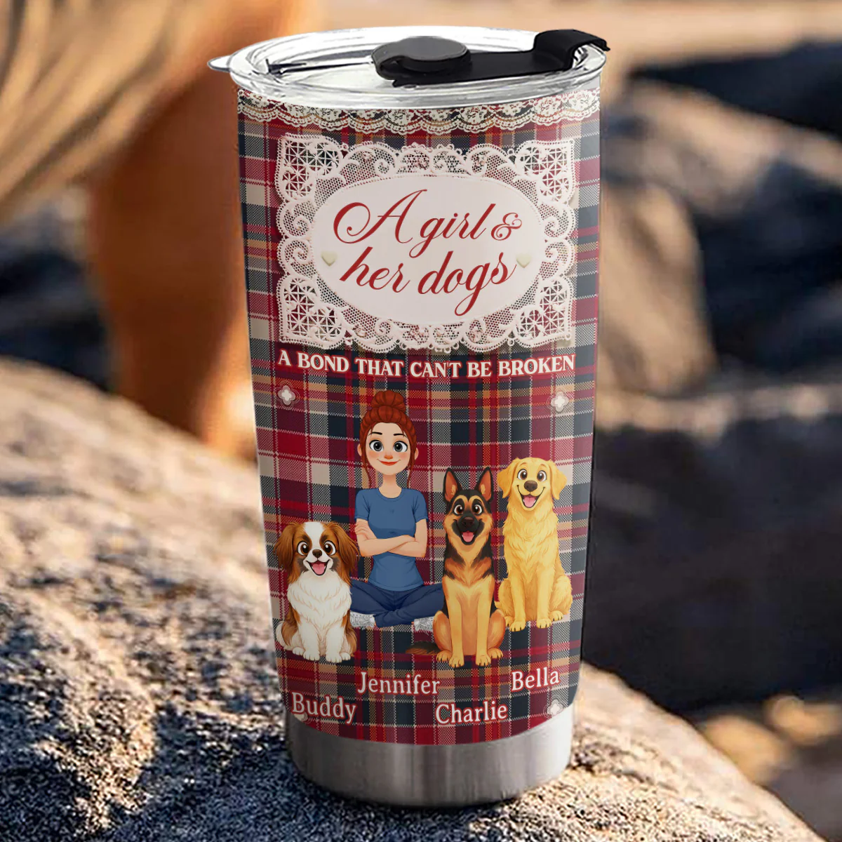 Flower And Storybook Dog - Personalized Custom Tumbler - Image 3