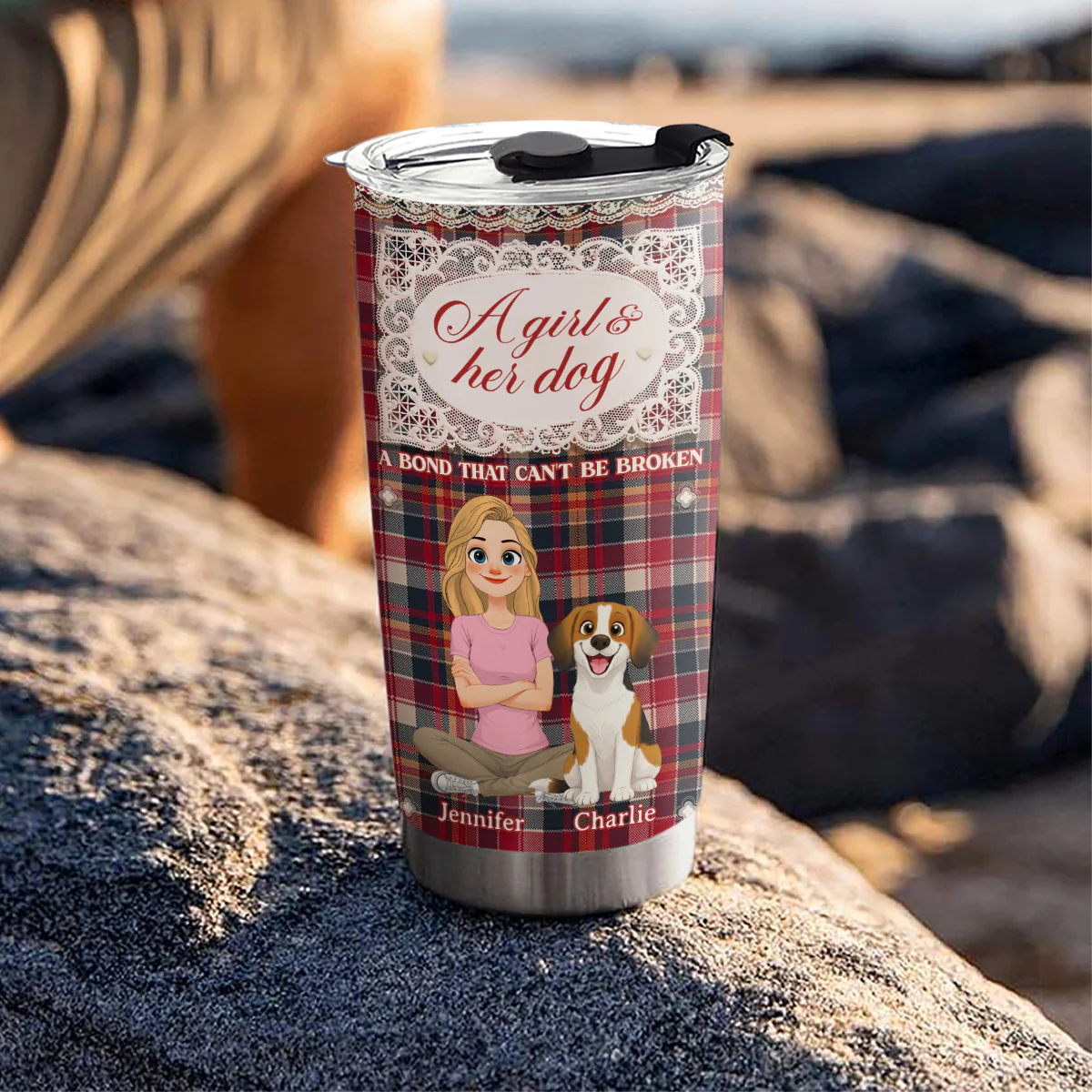 Flower And Storybook Dog - Personalized Custom Tumbler - Image 5