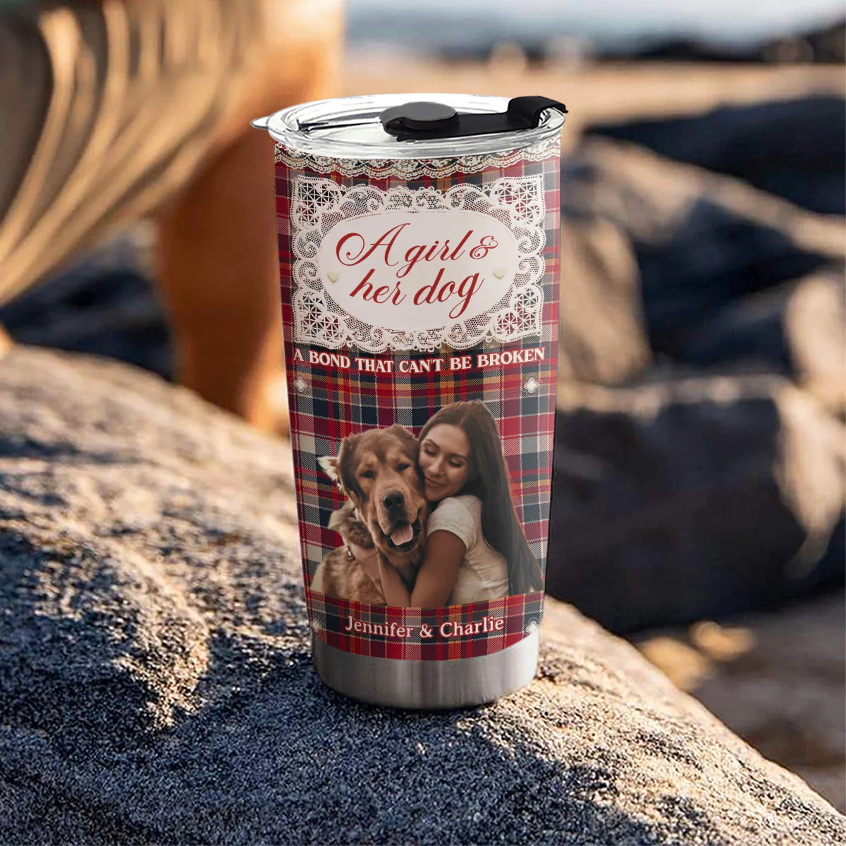 Flower And Storybook Dog Photo - Personalized Custom Tumbler
