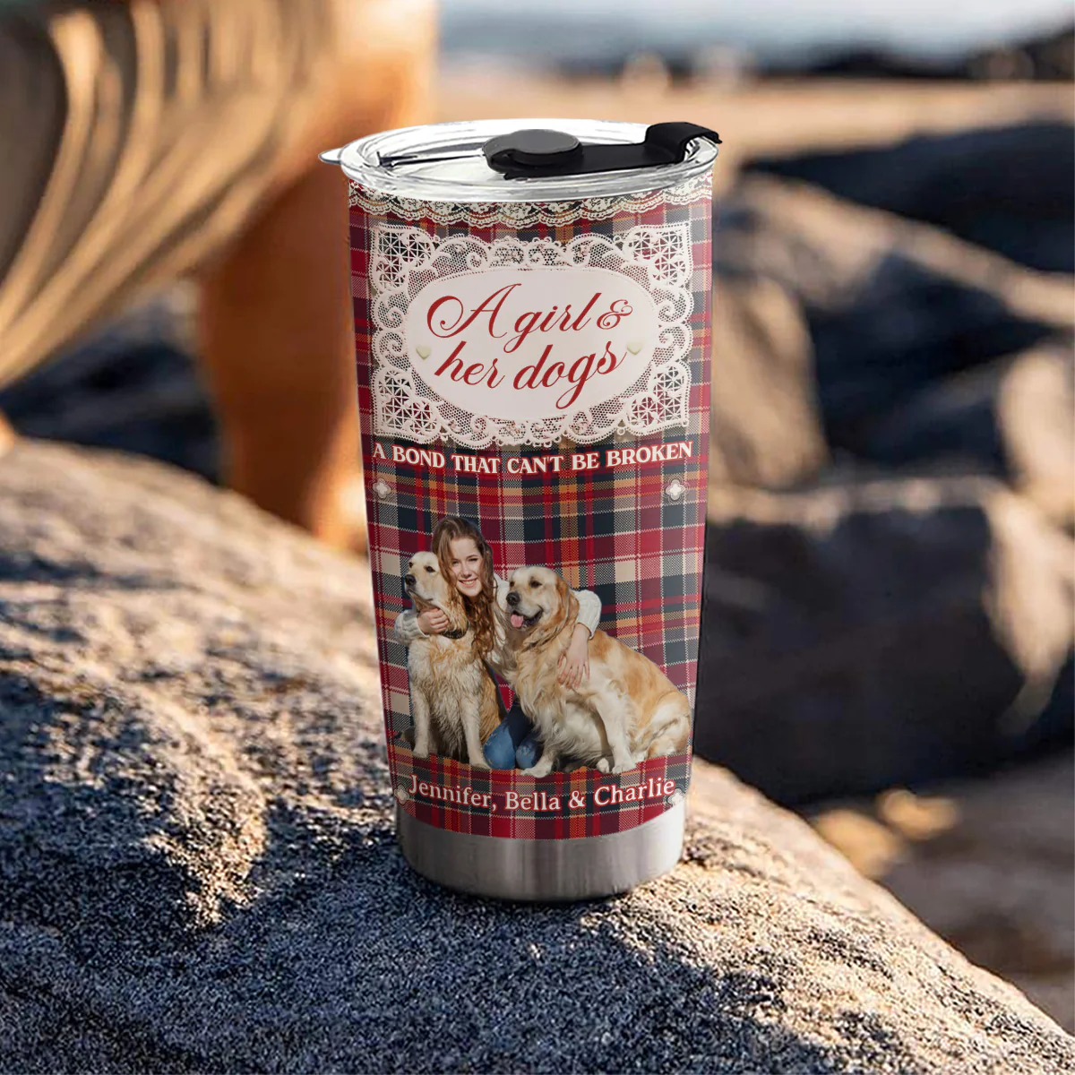 Flower And Storybook Dog Photo - Personalized Custom Tumbler - Image 3