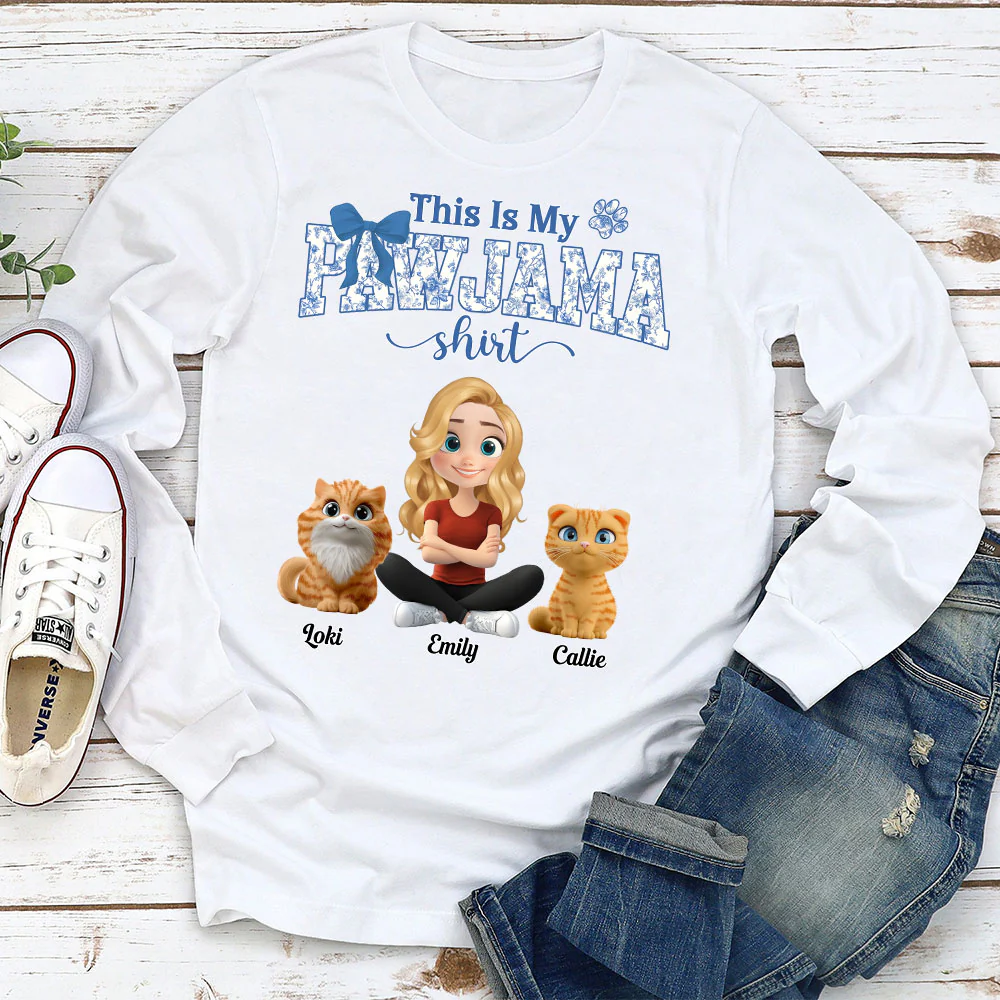 Flowery Sleep Shirt - Personalized Custom Long Sleeve T-shirt - Image 2