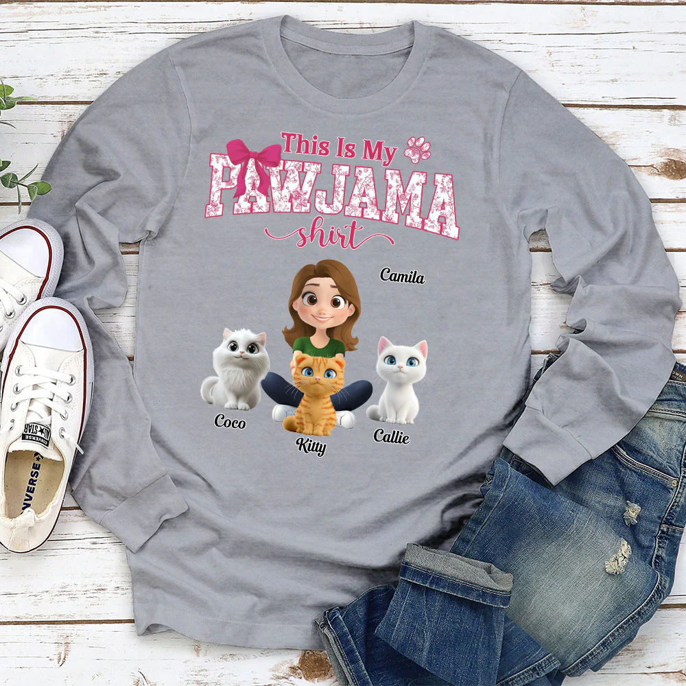 Flowery Sleep Shirt - Personalized Custom Long Sleeve T-shirt - Image 3