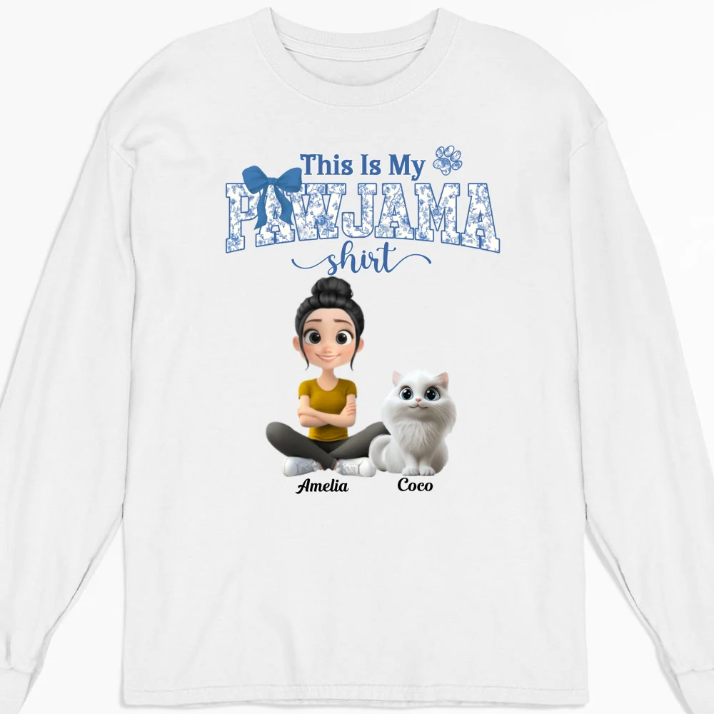 Flowery Sleep Shirt - Personalized Custom Long Sleeve T-shirt - Image 5
