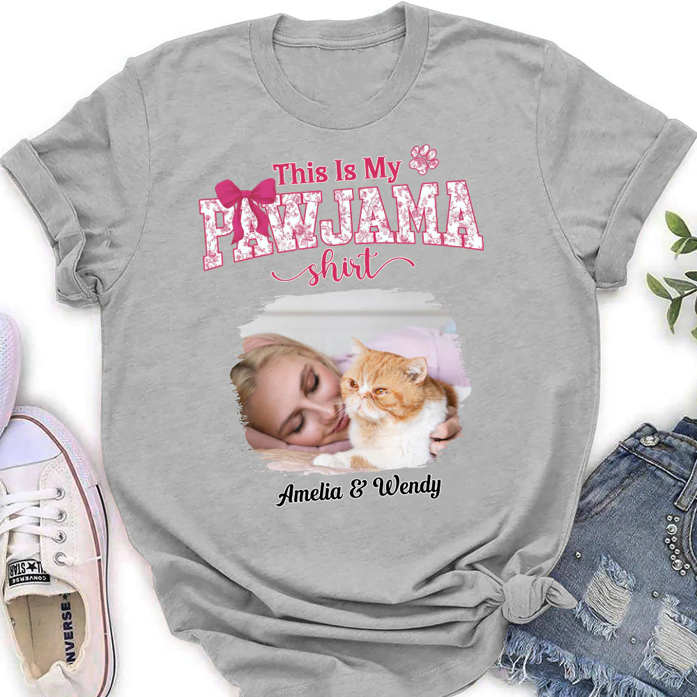 Flowery Sleep Shirt Photo- Personalized Custom Women T-Shirt - Image 3