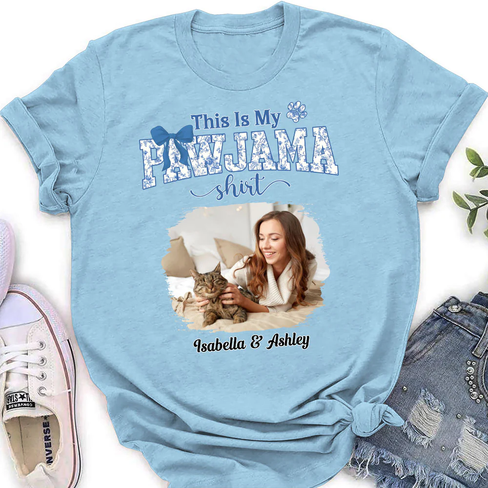 Flowery Sleep Shirt Photo- Personalized Custom Women T-Shirt - Image 4