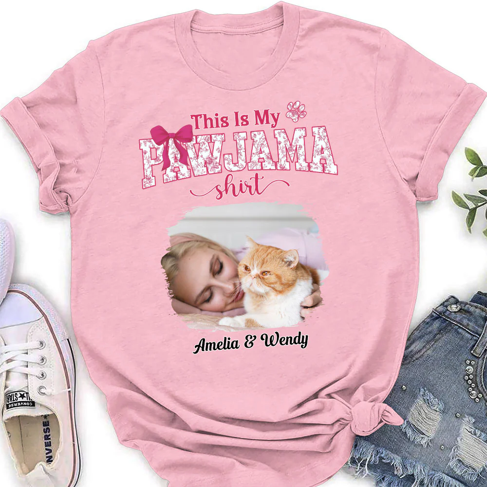Flowery Sleep Shirt Photo- Personalized Custom Women T-Shirt - Image 5