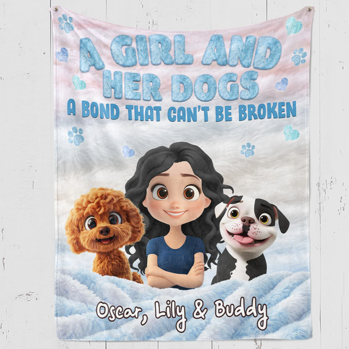 Fluffy Dog Mom - Personalized Custom Fleece Blanket - Image 4
