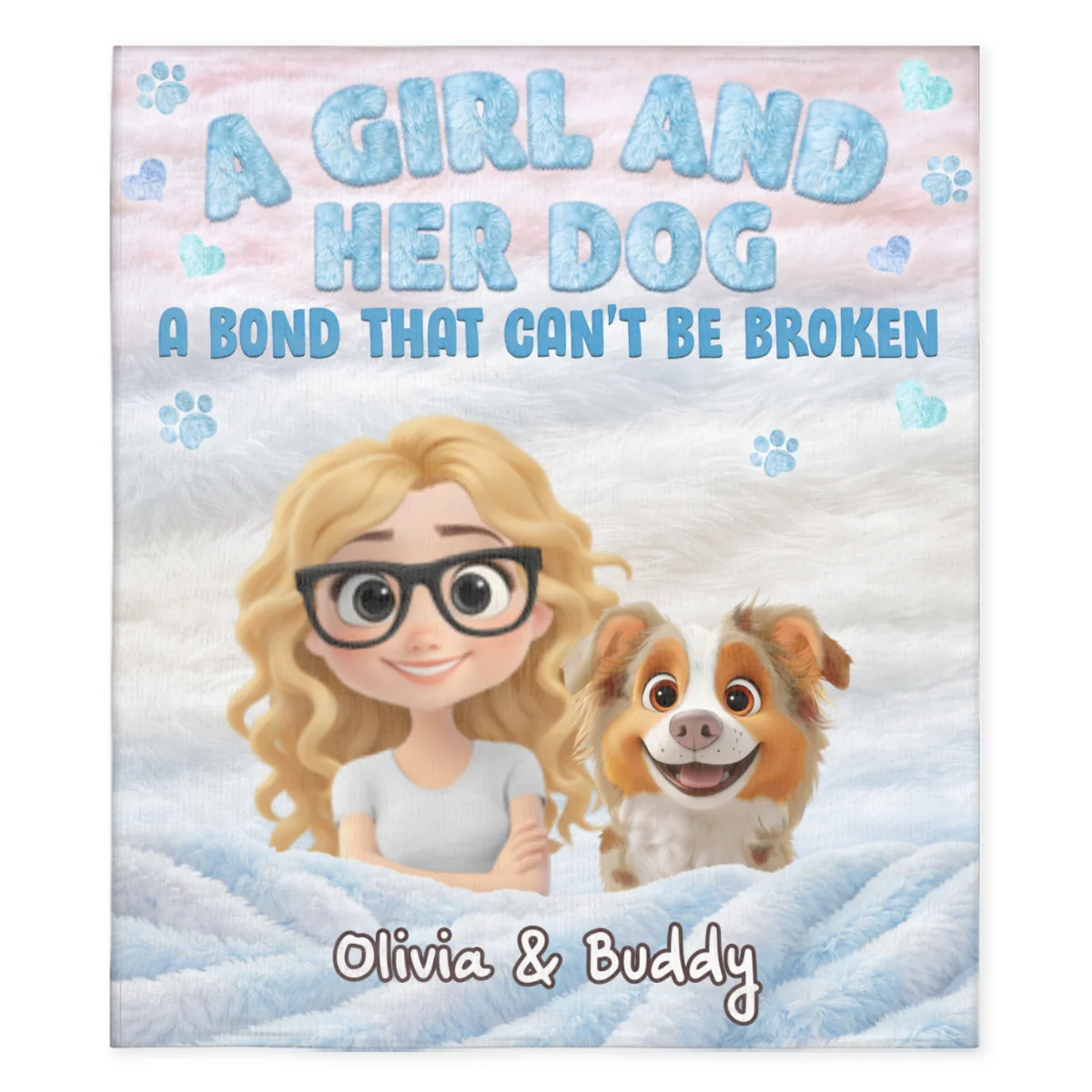 Fluffy Dog Mom - Personalized Custom Fleece Blanket - Image 5