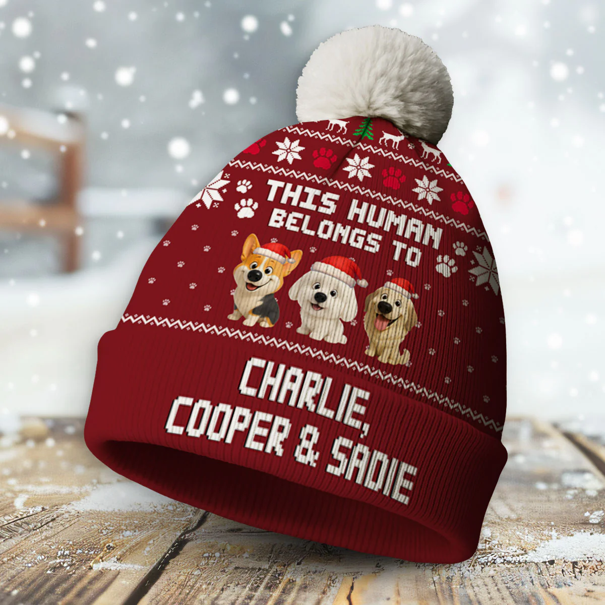 For The Holidays - Personalized Custom Bobble Beanie Hat - Image 4