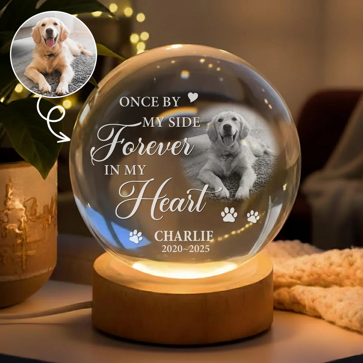 Forever Here With You - Personalized Custom Crystal Globe Lamp