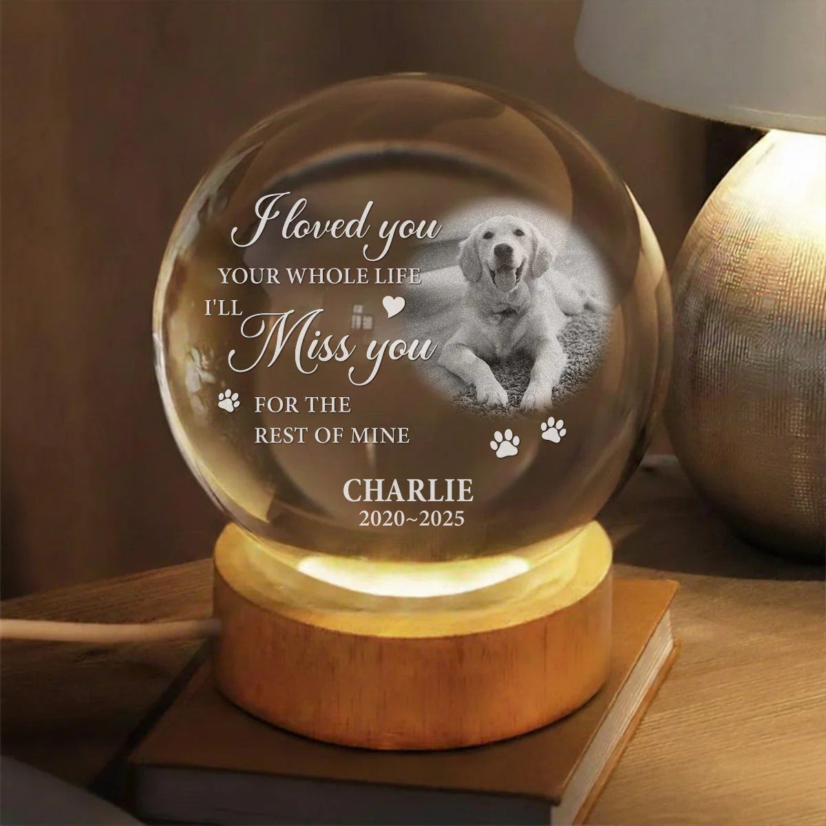 Forever Here With You - Personalized Custom Crystal Globe Lamp - Image 2