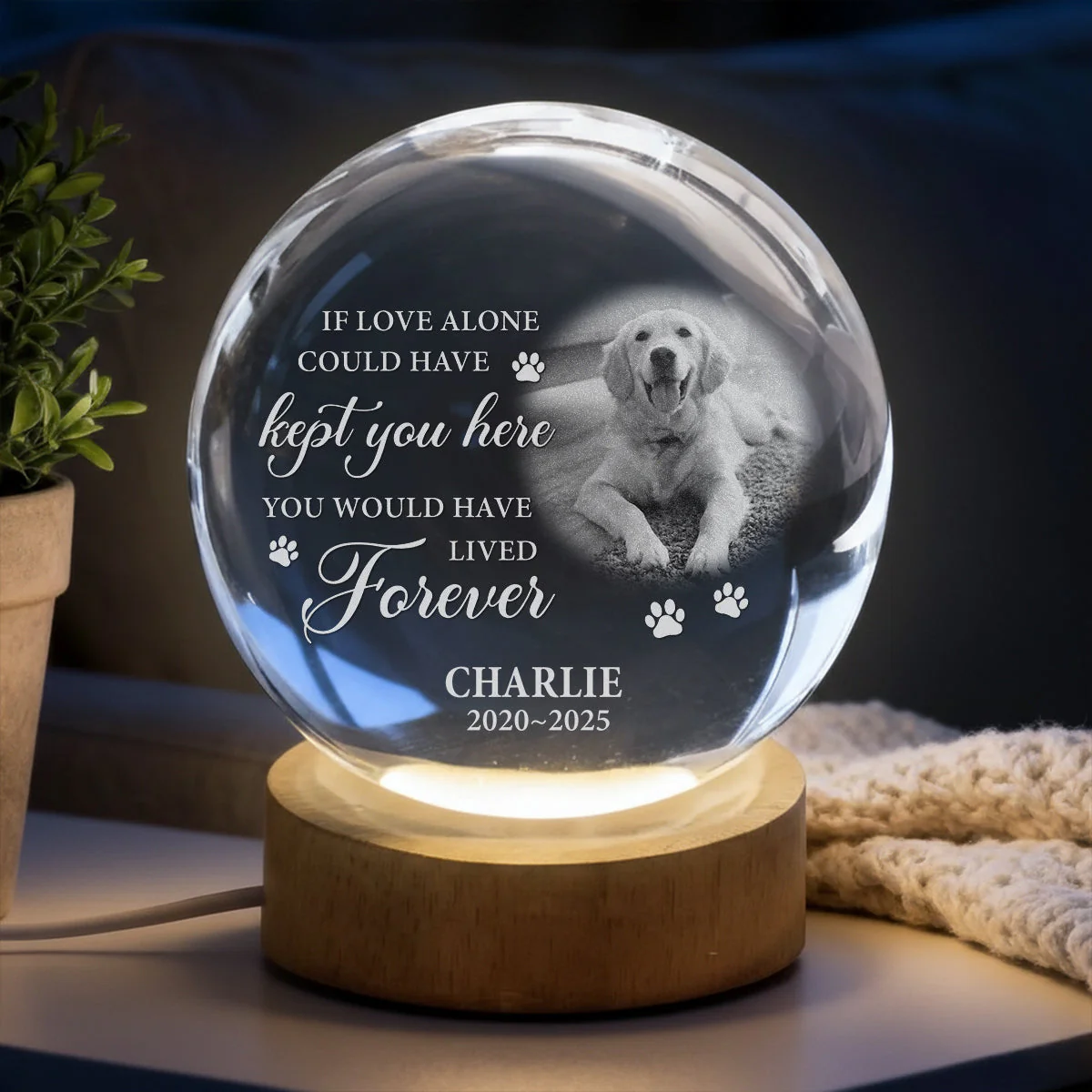 Forever Here With You - Personalized Custom Crystal Globe Lamp - Image 3