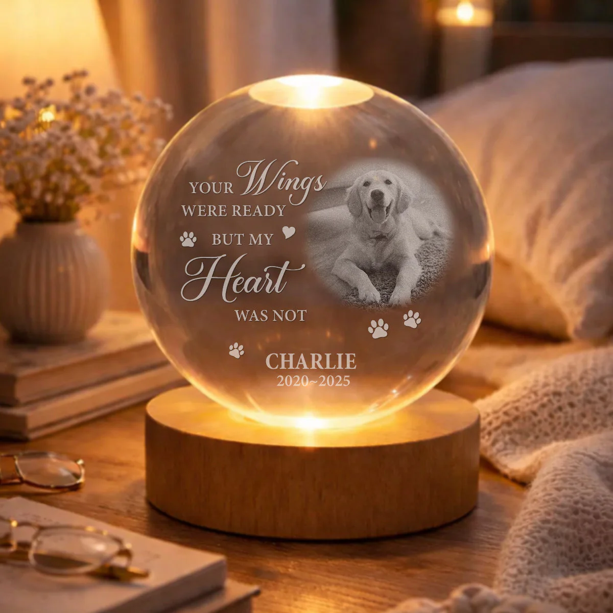Forever Here With You - Personalized Custom Crystal Globe Lamp - Image 5