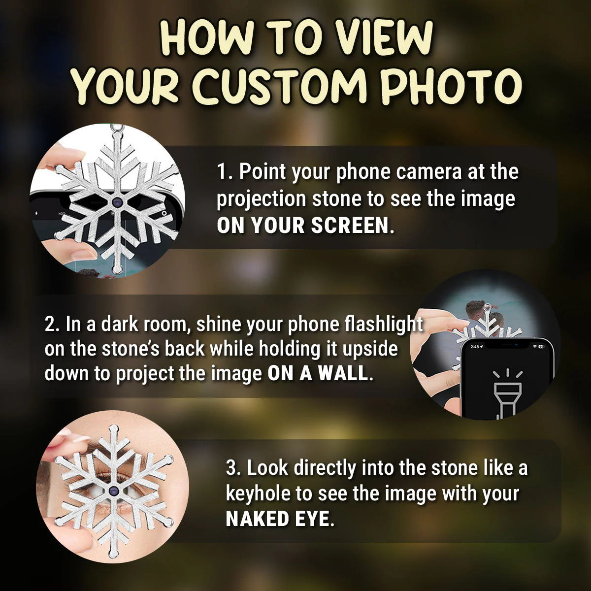 Forever In Our Hearts - Personalized Custom Photo Snowflake Projection Ornament - Image 6