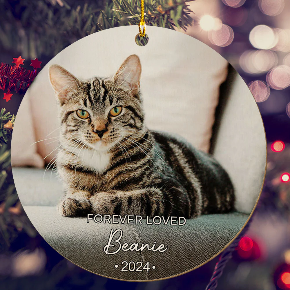 Forever Loved Custom Photo Pet Memorial - Personalized Custom Wood Ornament - Image 2