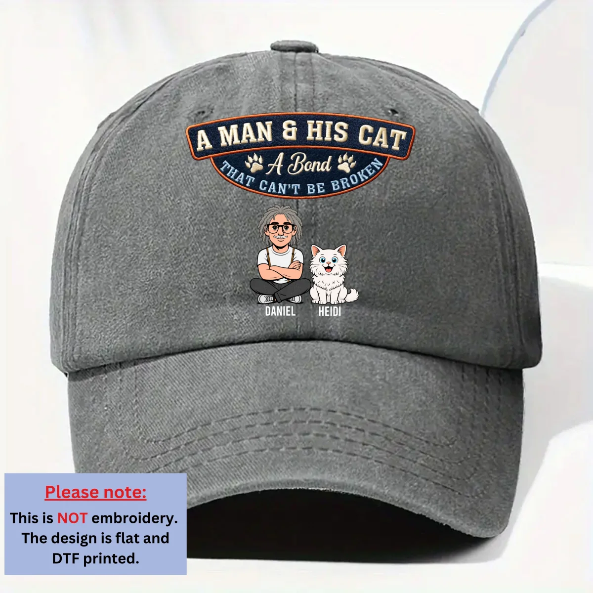 Forever My Cats - Personalized Custom Vintage Washed Denim Cap - Image 7