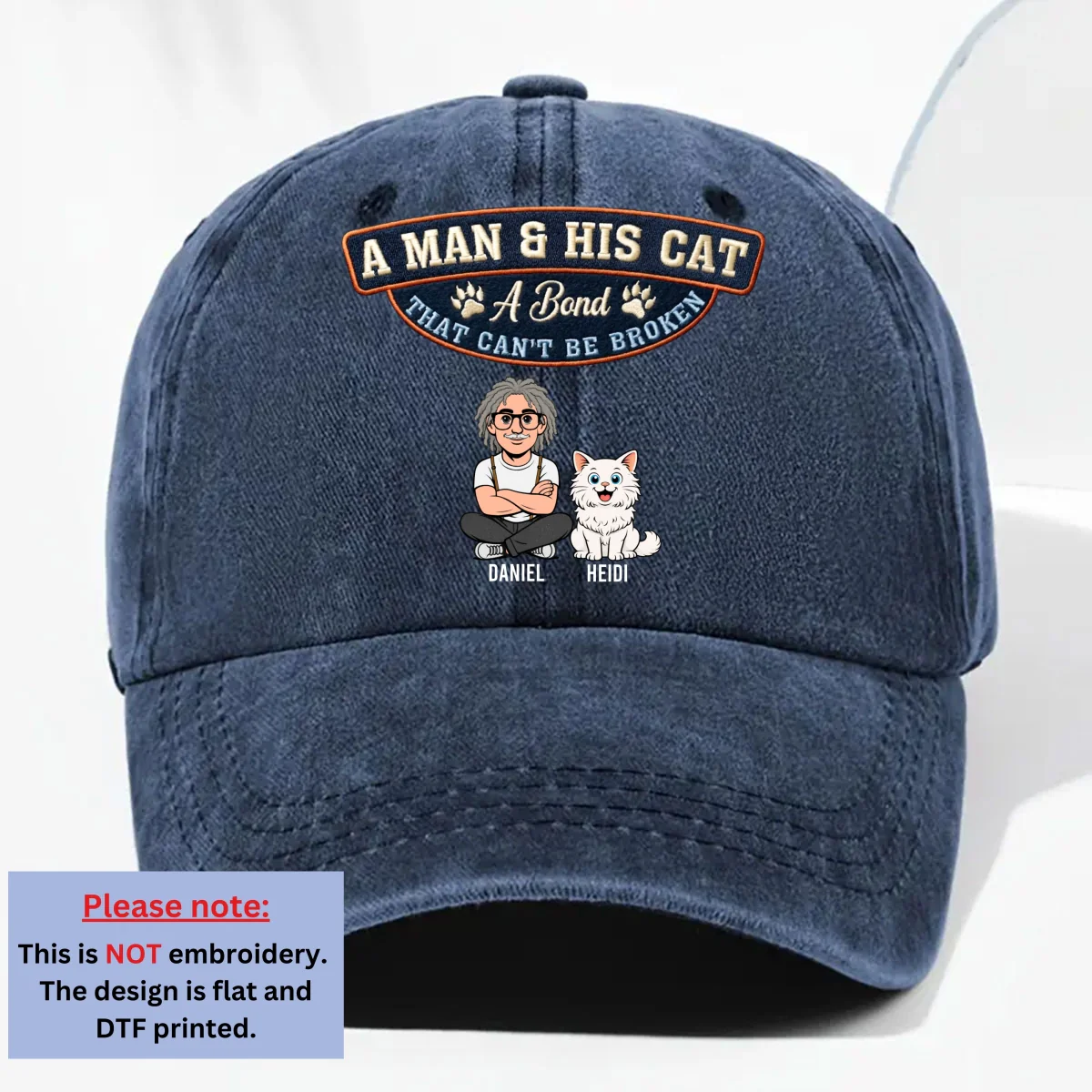 Forever My Cats - Personalized Custom Vintage Washed Denim Cap - Image 8