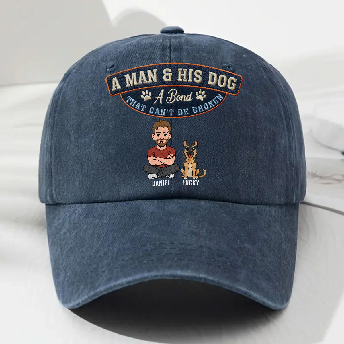Forever My Dog - Personalized Custom Vintage Washed Denim Cap
