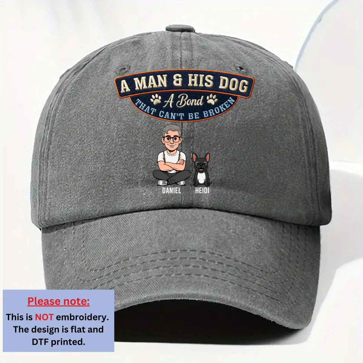 Forever My Dog - Personalized Custom Vintage Washed Denim Cap - Image 7