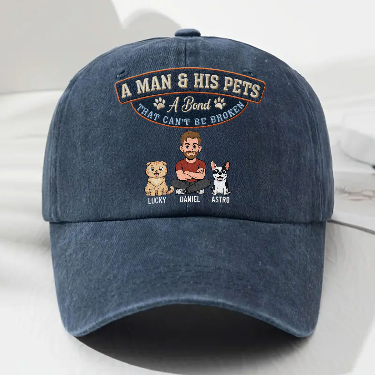 Forever My Pets - Personalized Custom Vintage Washed Denim Cap