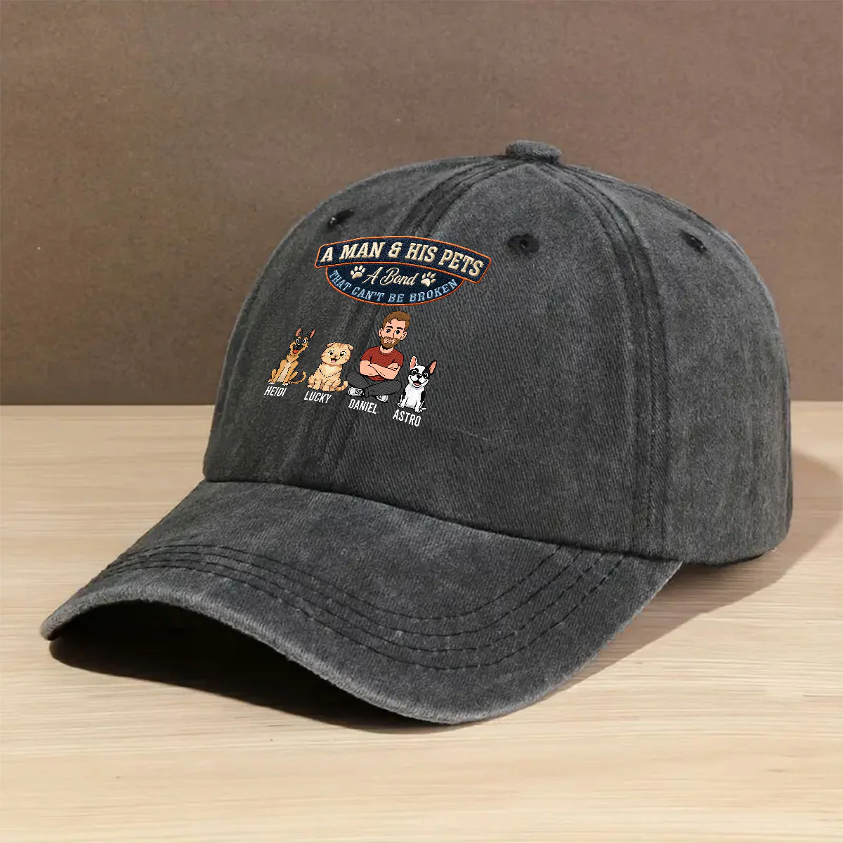 Forever My Pets - Personalized Custom Vintage Washed Denim Cap - Image 2