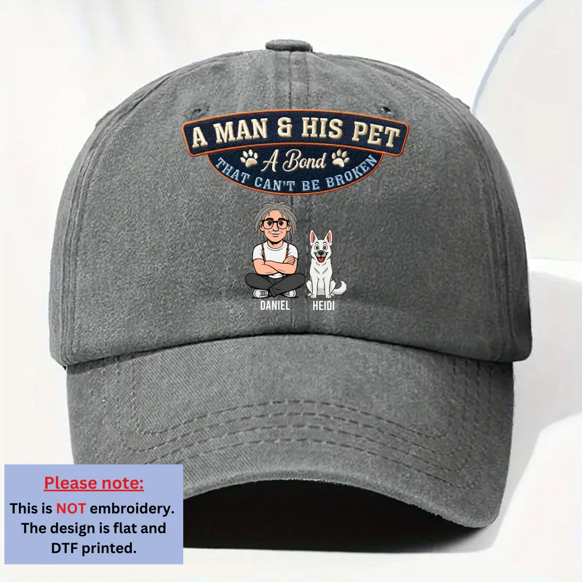 Forever My Pets - Personalized Custom Vintage Washed Denim Cap - Image 7