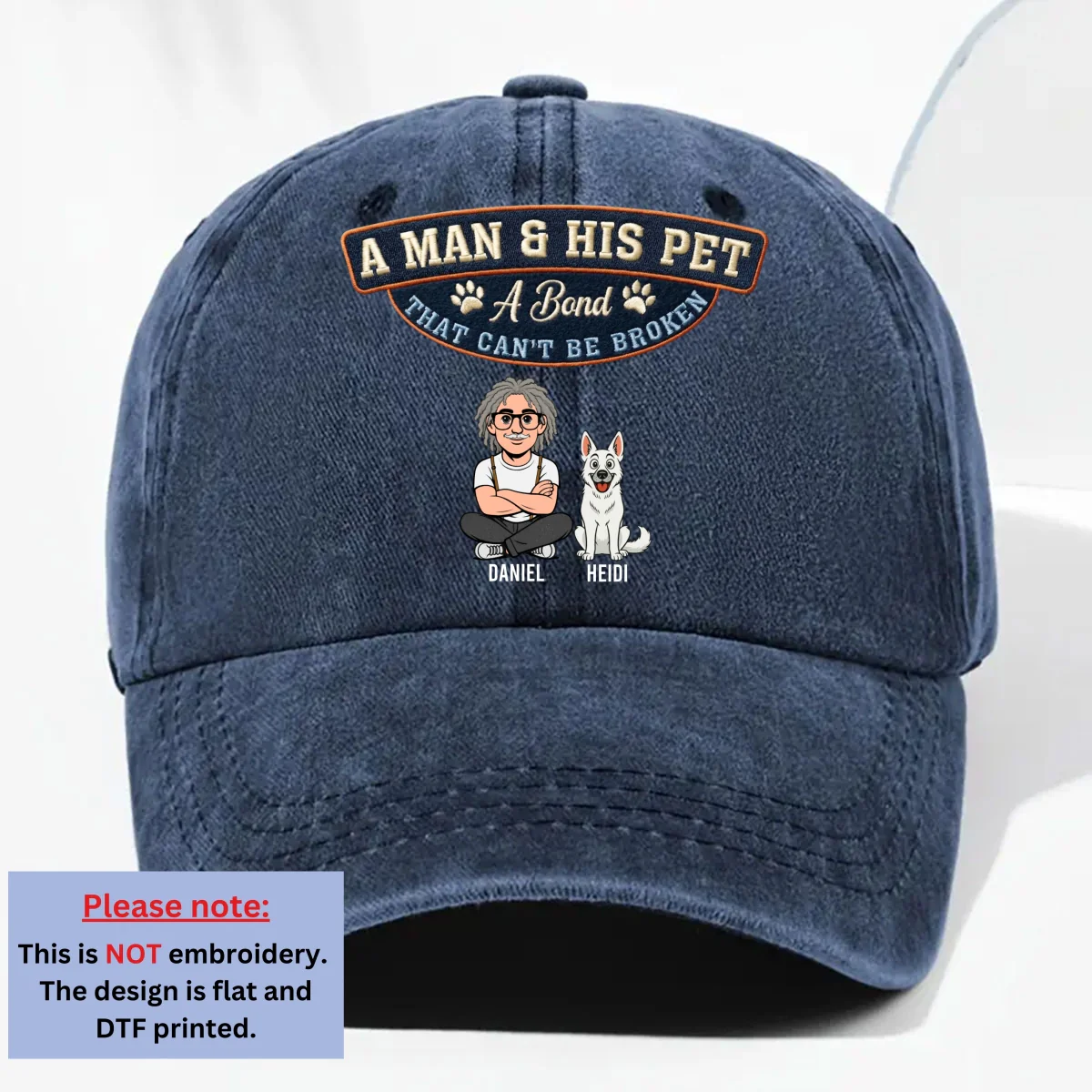 Forever My Pets - Personalized Custom Vintage Washed Denim Cap - Image 8