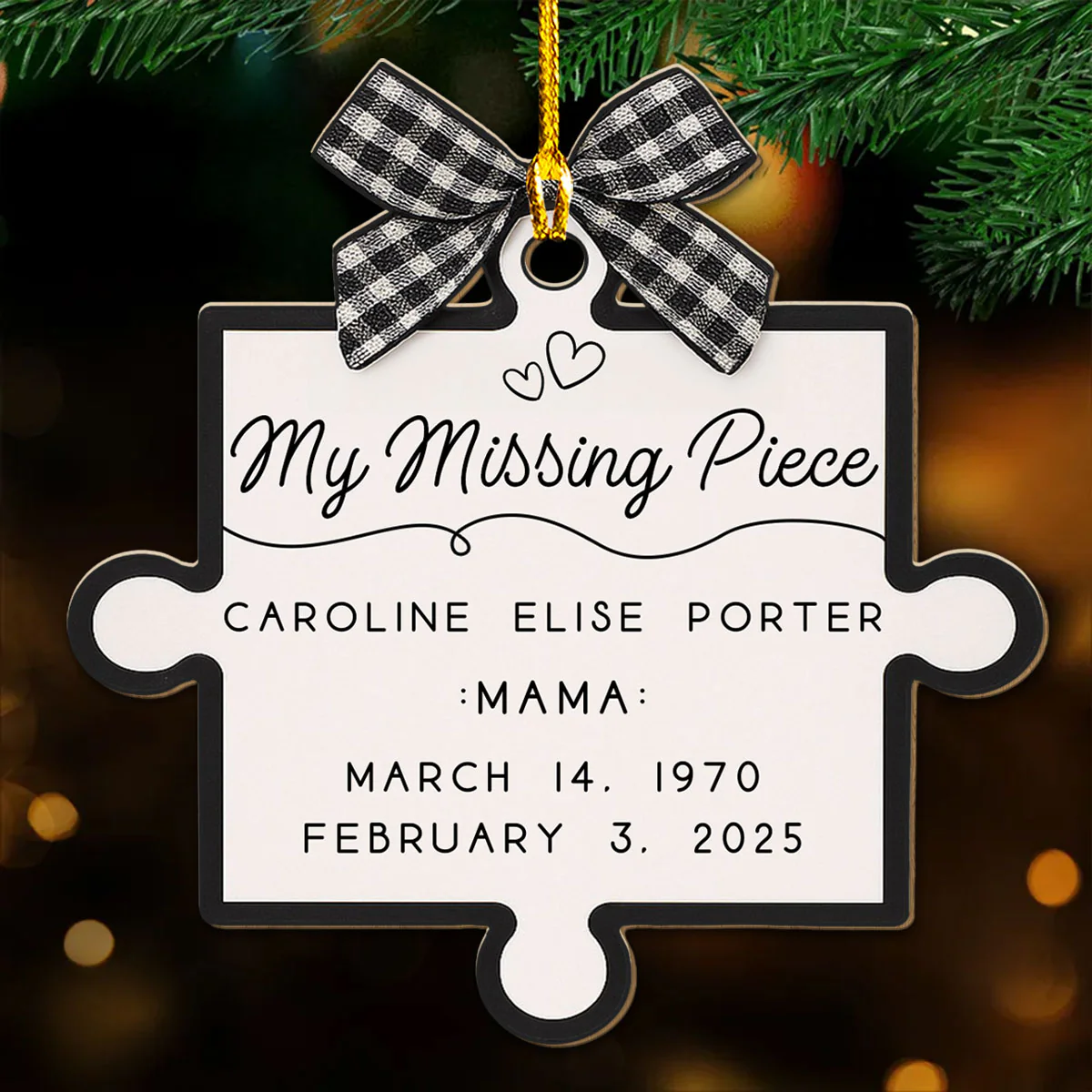 Forever Our Missing Piece - Personalized Custom Wood Ornament - Image 2