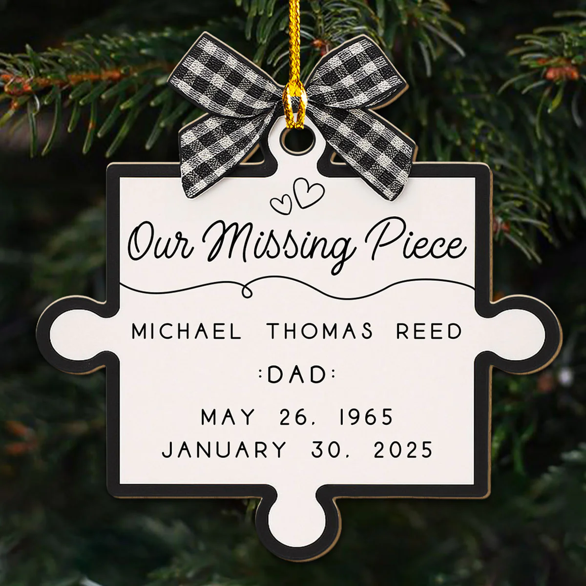 Forever Our Missing Piece - Personalized Custom Wood Ornament - Image 3
