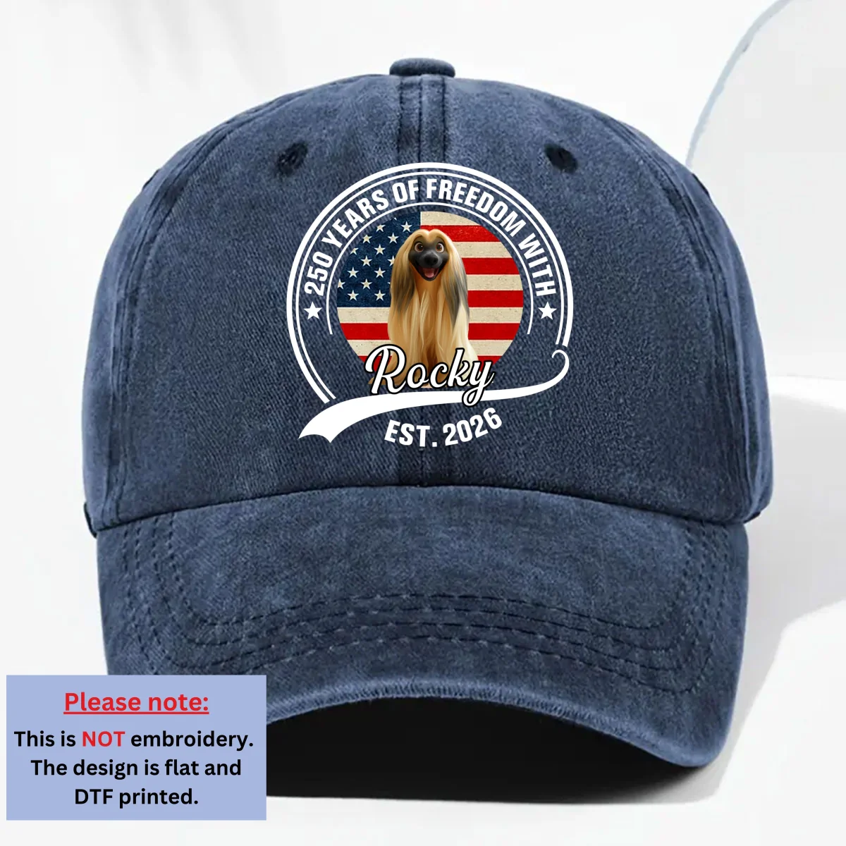 Four Paws One Nation - Personalized Custom Vintage Washed Denim Cap - Image 8
