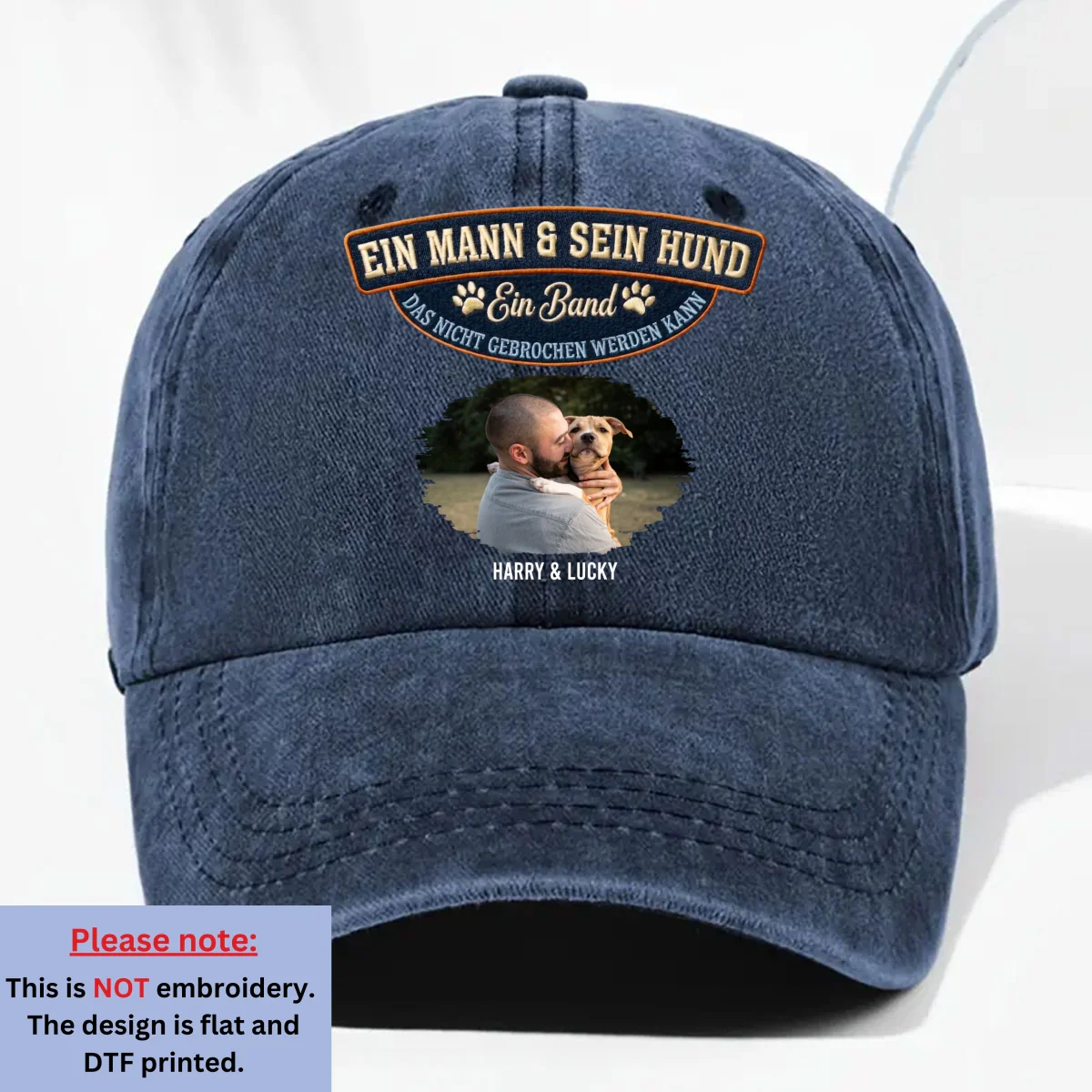 Für Immer Mein Hund Foto - Personalisierte Vintage-Washed Denim-Kappe - Image 5