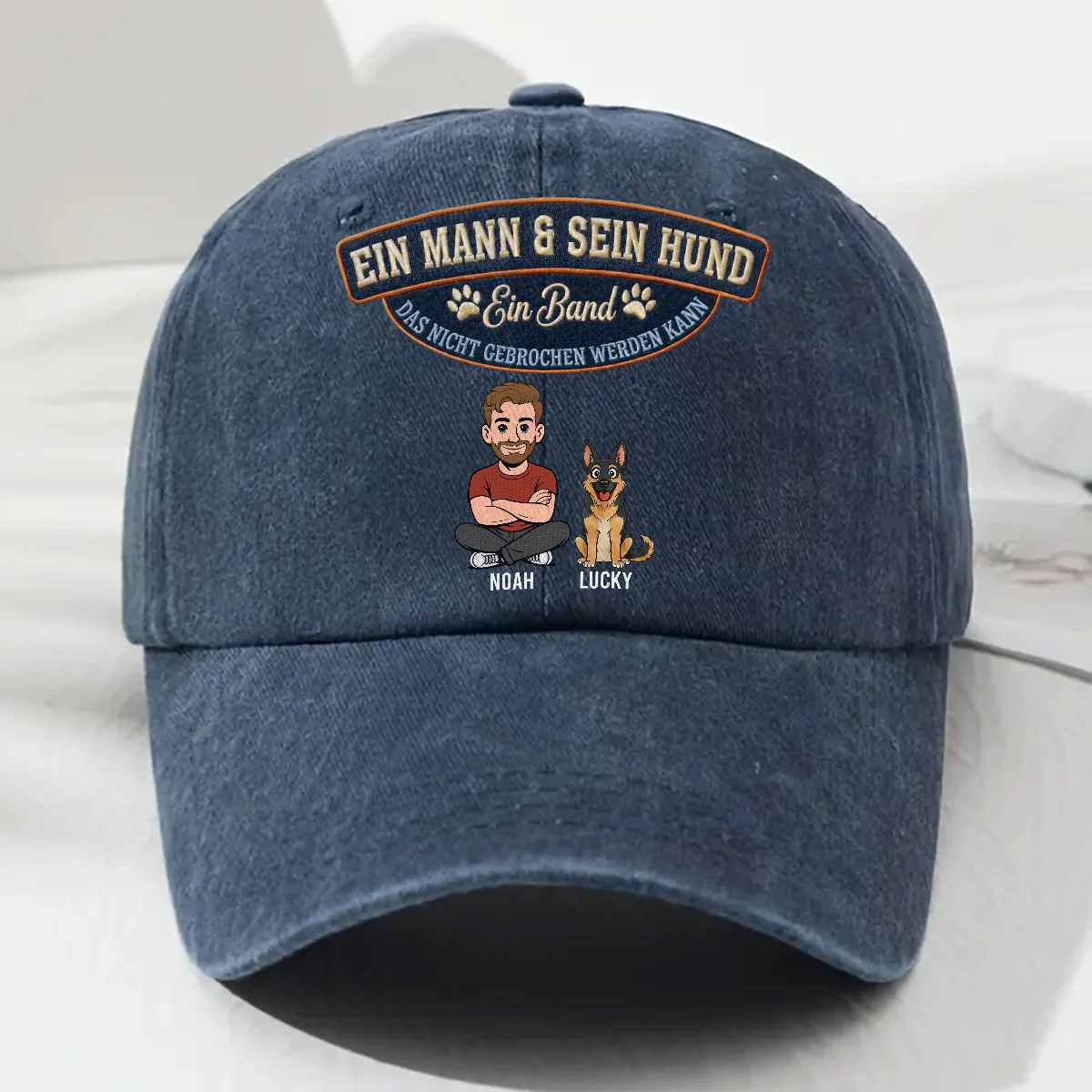 Für Immer Mein Hund - Personalisierte Vintage-Washed Denim-Kappe