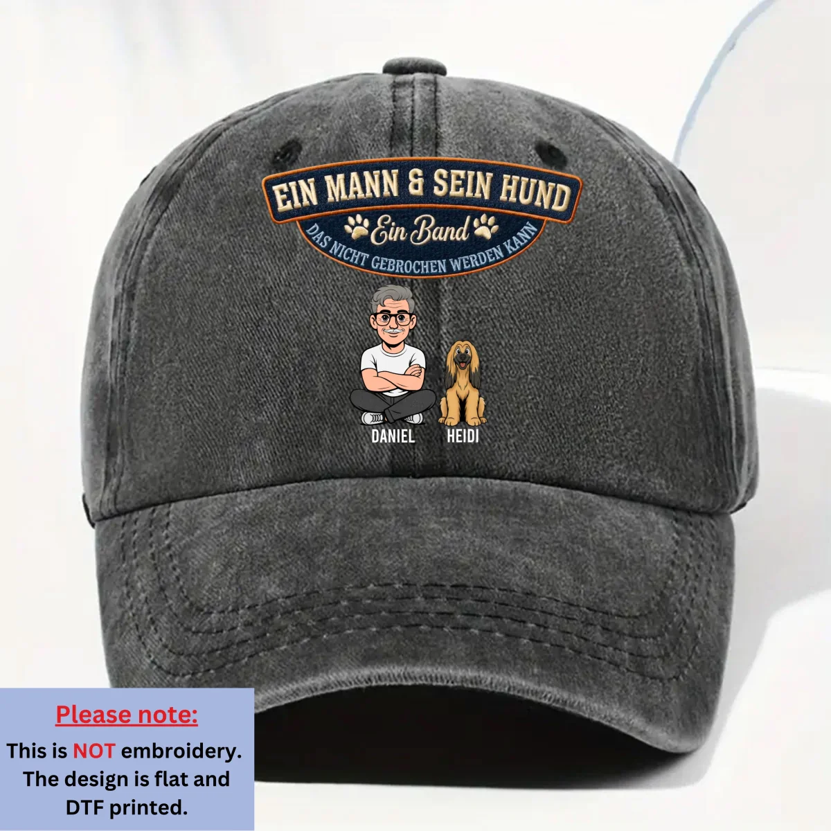 Für Immer Mein Hund - Personalisierte Vintage-Washed Denim-Kappe - Image 6