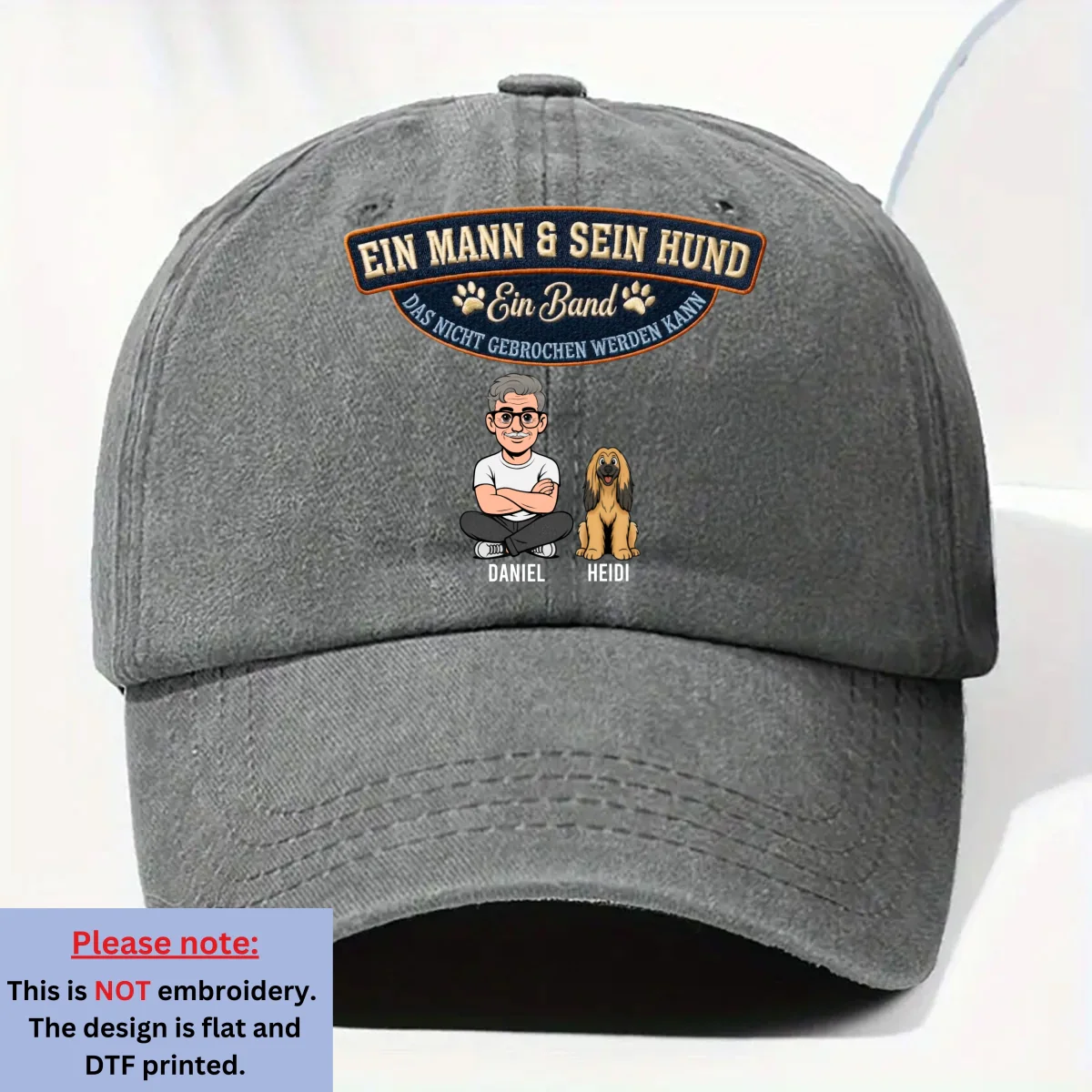 Für Immer Mein Hund - Personalisierte Vintage-Washed Denim-Kappe - Image 7