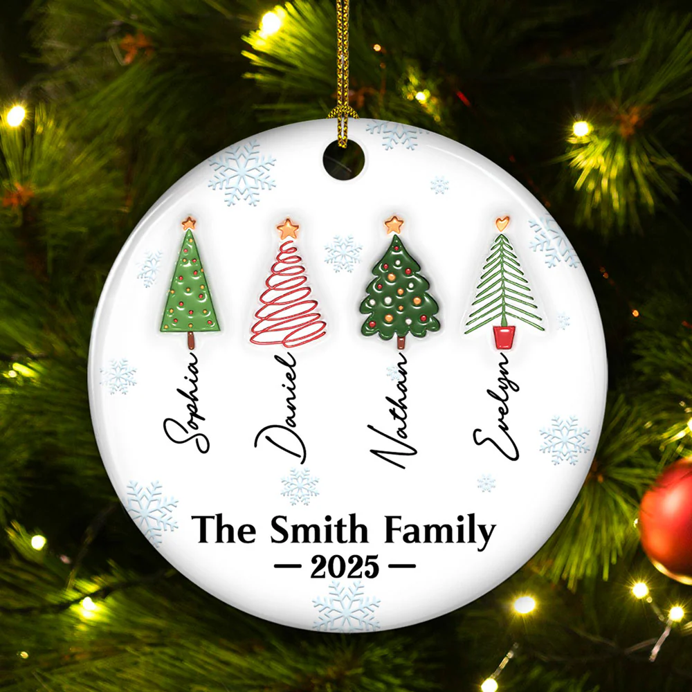 Friends Forever Tree Names - Personalized Custom 3D Inflated Effect Ceramic Ornament - Image 2