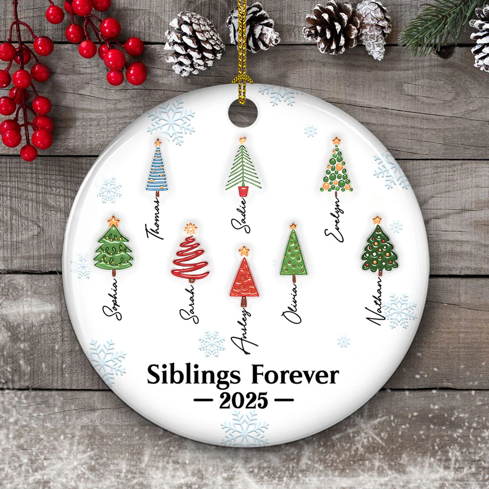 Friends Forever Tree Names - Personalized Custom 3D Inflated Effect Ceramic Ornament - Image 5