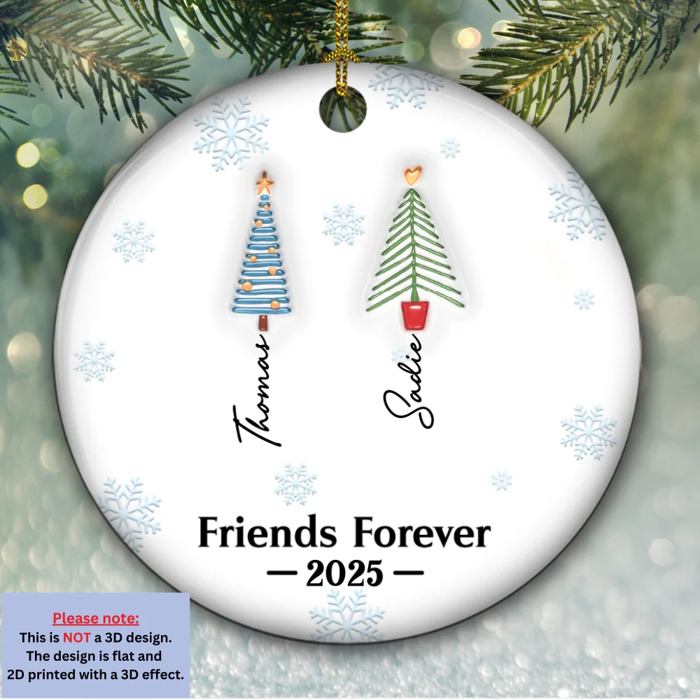 Friends Forever Tree Names - Personalized Custom 3D Inflated Effect Ceramic Ornament - Image 6