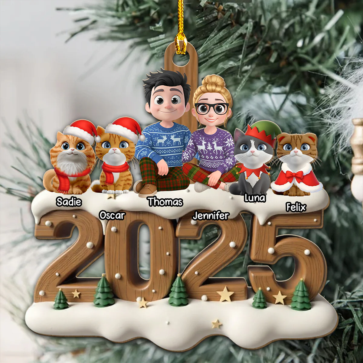 From This Year Cat Ver - Personalized Custom 3D Effect Wood Ornament - Image 4