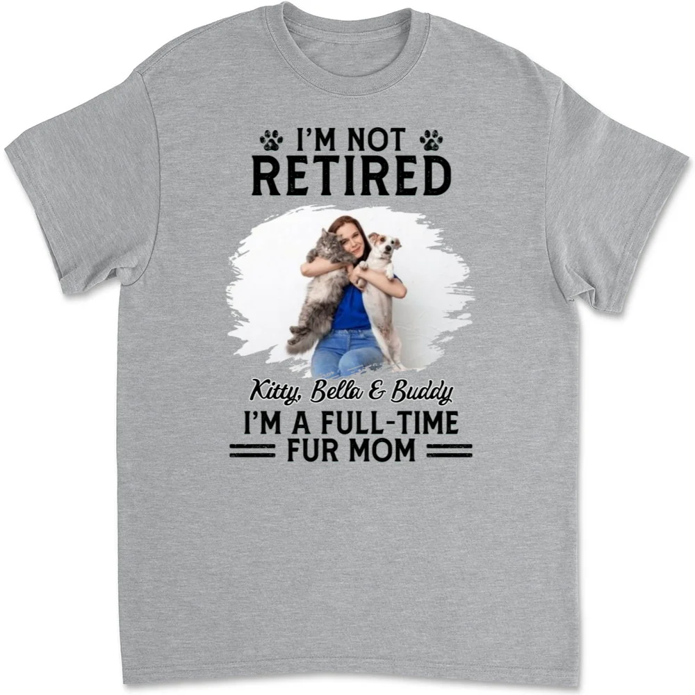 Full-Time Dog Fur Cartoon Photo - Personalized Custom Unisex T-shirt - Image 4