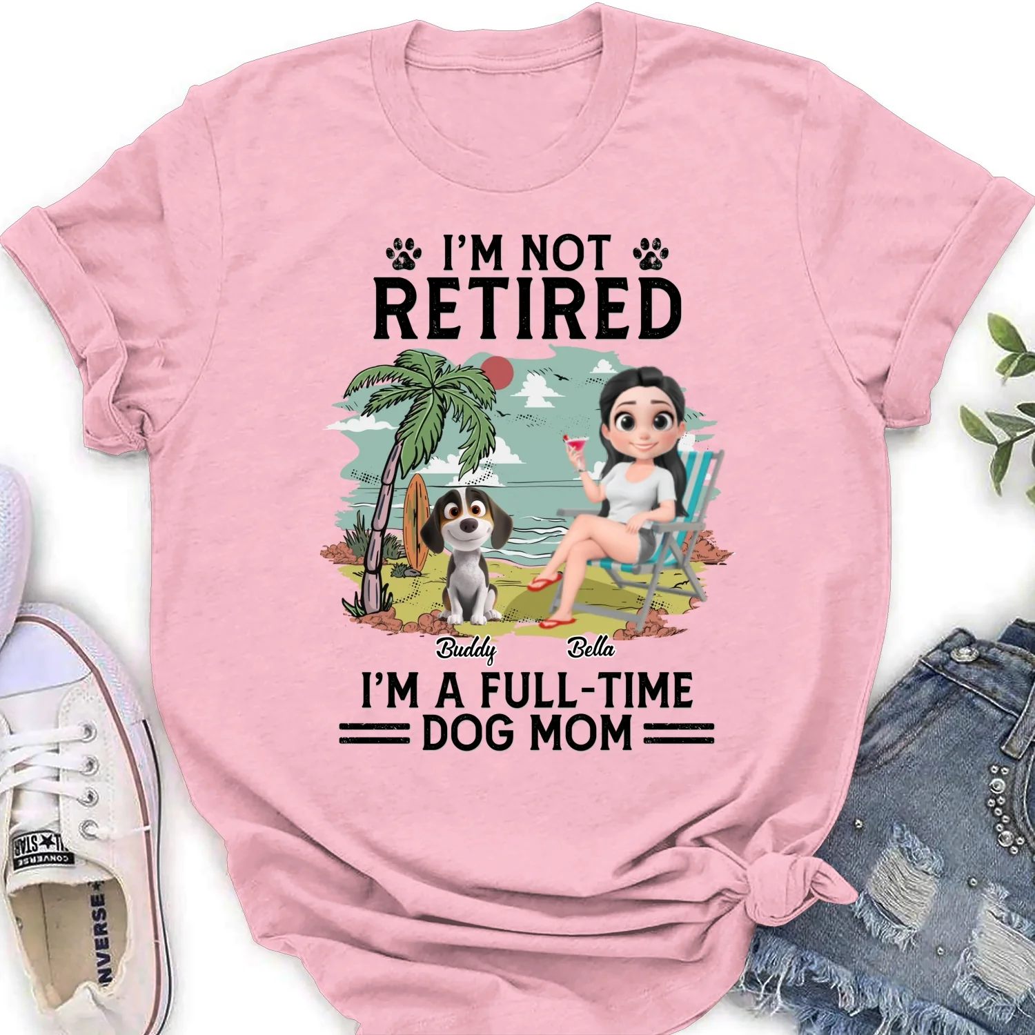 Full-time Dog Mom Cartoon - Personalized Custom Women's T-Shirt - Image 7