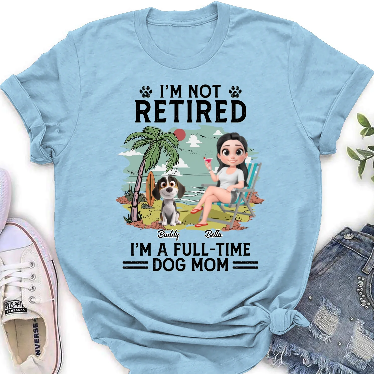 Full-time Dog Mom Cartoon - Personalized Custom Women's T-Shirt - Image 8