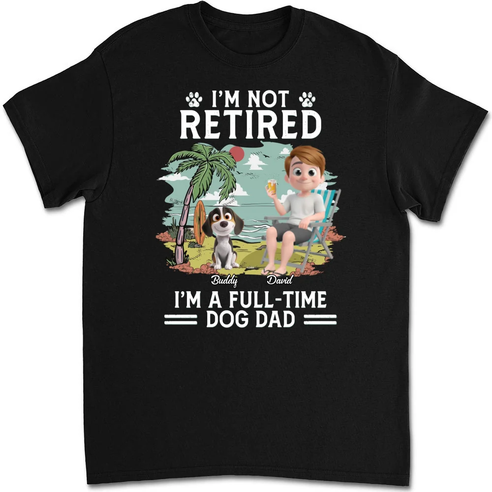 Full-Time Dog Mom Dad Cartoon Dark Version - Personalized Custom Unisex T-Shirt - Image 6