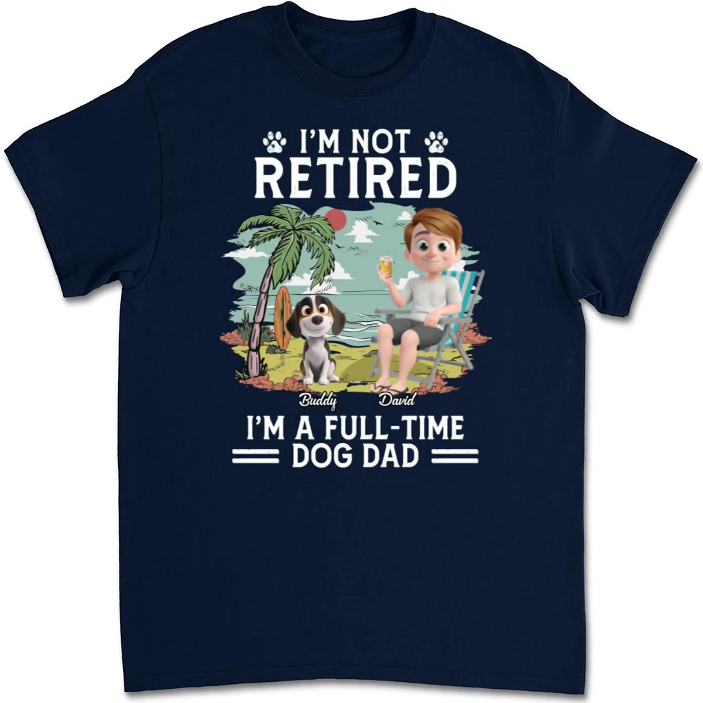 Full-Time Dog Mom Dad Cartoon Dark Version - Personalized Custom Unisex T-Shirt - Image 7