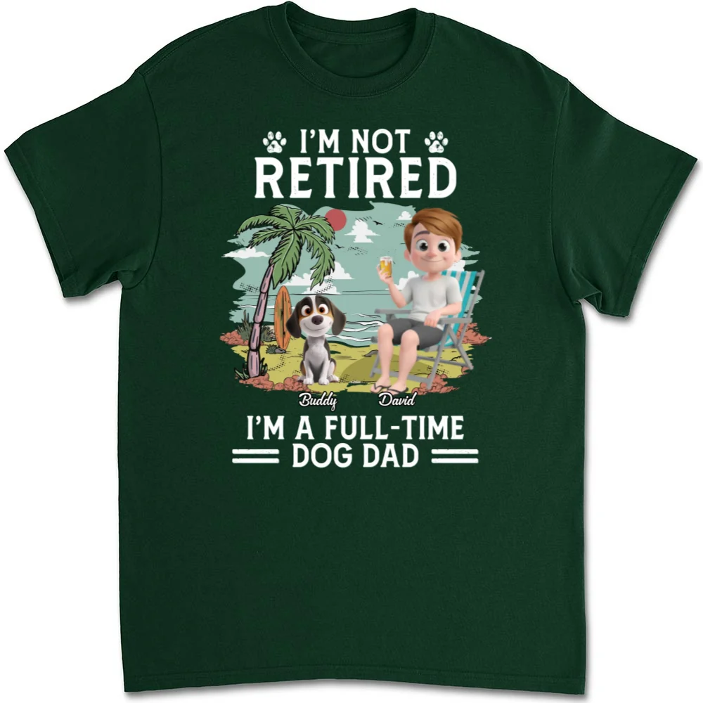 Full-Time Dog Mom Dad Cartoon Dark Version - Personalized Custom Unisex T-Shirt - Image 8